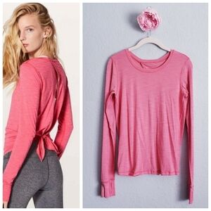 Lululemon Beat The Heat Pink Long Sleeve Open Back Top